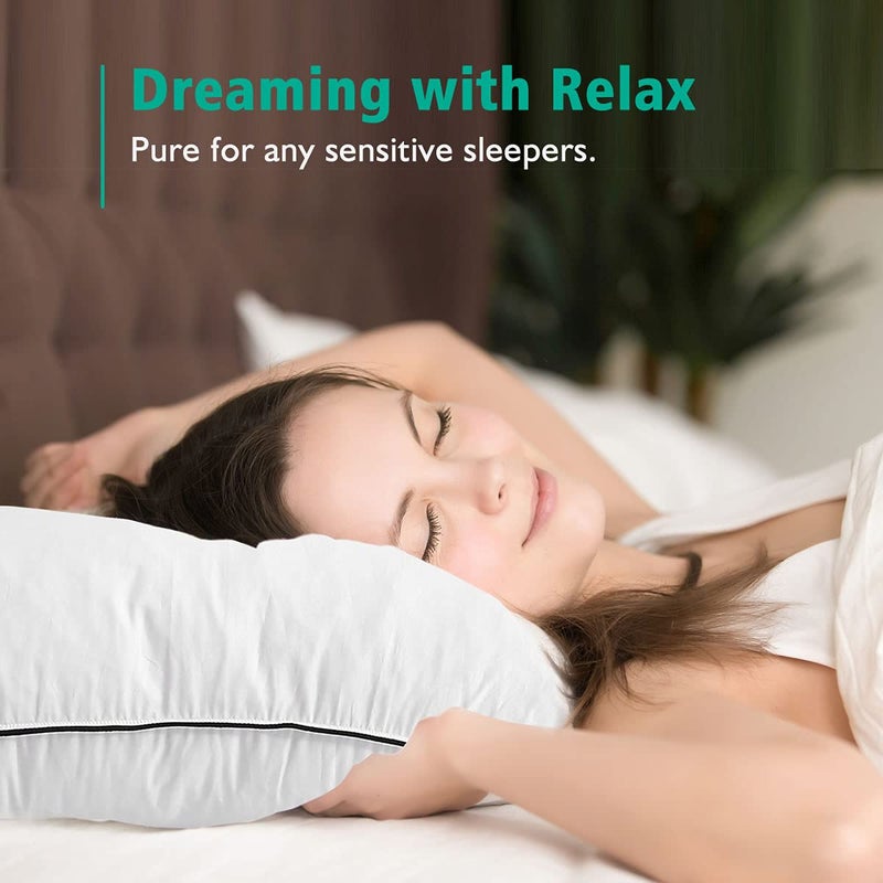APSMILE Organic Feather Down Pillows Set of 2, Queen Size Bed Pillows for Sleeping with 100% Cotton Cover, 3-Chamber Hybrid Feather Down Core Pillow Surrounded by Polyester for Cushions 20x30 Inches - Image 3